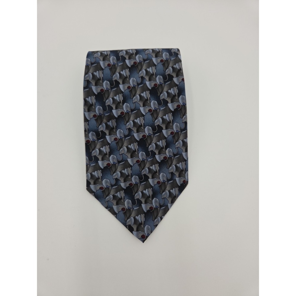 Men's Tie‎ Nature Conservancy Silk Pattern Elephant Blue ,Gray 61"